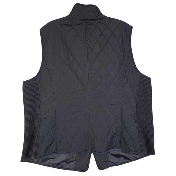 Talbots Plus Quilted Vest Womens 2X Lightweight Puffer Navy Blue Gold Button - Picture 3 of 9